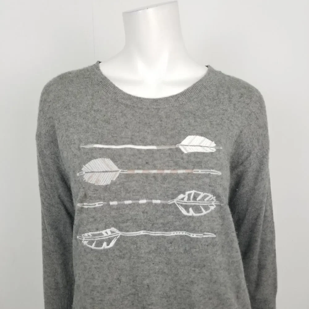 J. Crew Gray Arrow Print Sweater Small